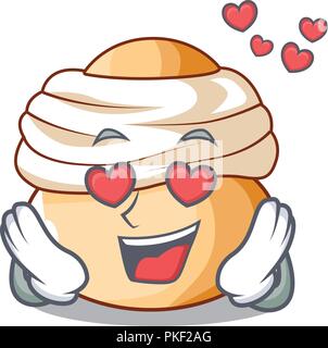 In amore semla crema svedese bun su cartoon Illustrazione Vettoriale