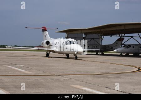 Una T-1A Jayhawk taxi dopo lo sbarco a base comune San Antonio-Randolph, Texas. Il XII Flying ala formazione impiega la T-1A insegnare istruttore pilota per la formazione di studenti e di sistemi di combattimento ufficiali. Foto Stock