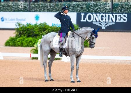 Tryon, North Carolina, Stati Uniti d'America. Xiii Sep 2018. Peitro romano. Barraduff. ITA. Eventing dressage. Il giorno 3. Giochi equestri mondiali. WEG 2018 Tryon. Carolina del Nord. Stati Uniti d'America. 13/09/2018. Credito: Sport In immagini/Alamy Live News Foto Stock