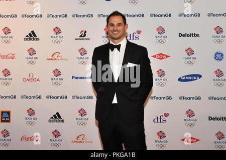 Londra, Regno Unito. 13 settembre 2018. Dom Parsons arrivati al Team GB Ball 2018 - tappeto rosso arrivi giovedì, 13 settembre 2018, Londra Inghilterra. Credito: Taka Wu/Alamy Live News Foto Stock