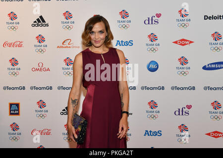 Londra, Regno Unito. 13 settembre 2018. Victoria Pendleton (ciclista) arrivati al Team GB Ball 2018 Giovedì, 13 settembre 2018, presso il Royal Horticultural Halls, Londra Inghilterra. Credito: Taka Wu/Alamy Live News Foto Stock