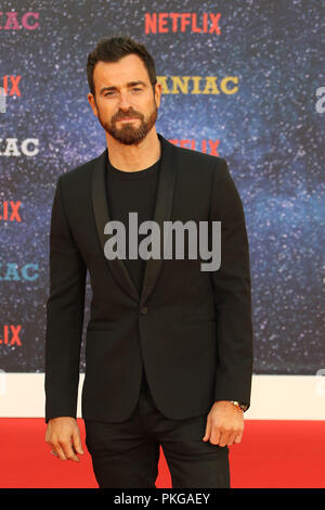 Londra, Regno Unito. 13 settembre 2018. Justin Theroux, Maniac - World Premiere, Southbank Center Queen Elizabeth Hall di Londra, UK, 13 settembre 2018, Foto di Richard Goldschmidt Credito: ricca di oro/Alamy Live News Foto Stock