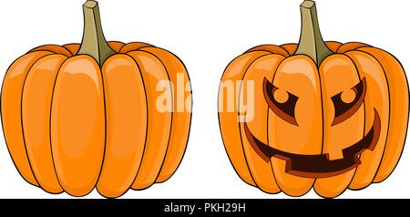 Zucca di Halloween. Colorato di arancione doodle Illustrazione Vettoriale