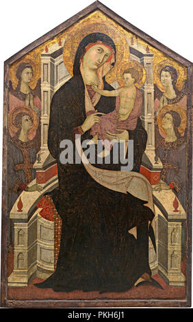 Maestà (Madonna con Bambino e quattro Angeli). Data: c. 1290. Dimensioni: superficie dipinta: 230 × 141,5 cm (90 9/16 × 55 11/16 in.) complessivo: 240 × 150 × 2,4 cm (94 1/2 × 59 1/16 x 15/16 in.) incorniciato: 252.4 x 159,4 x 13,3 cm (99 3/8 x 62 3/4 x 5 1/4 in.). Medium: tempera su pannello. Museo: National Gallery of Art di Washington DC. Autore: Maestro di Città di Castello. Foto Stock