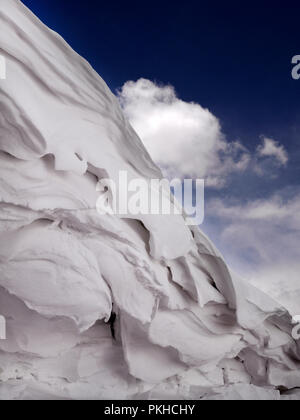METLING ghiacciai, sculture di neve, CHANGLA PASS, Ladakh, JAMMU E KASHMIR, India, Asia Foto Stock