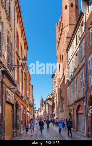 I negozi di Rue du Taur, Toulouse, Languedoc, Francia Foto Stock