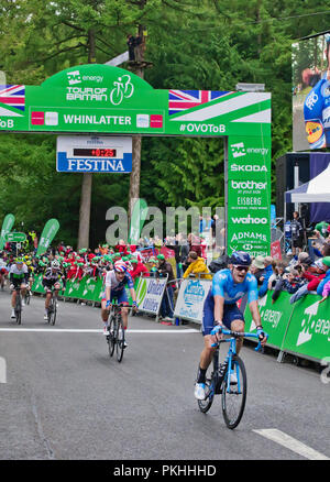 Fine della fase 6 tour della Gran Bretagna Whinlatter 7 settembre 2018, Jasha Sutterlin 10th, Ethan Hayter 11th, Christopher Hamilton 12th, Scott Davies 13th. Foto Stock