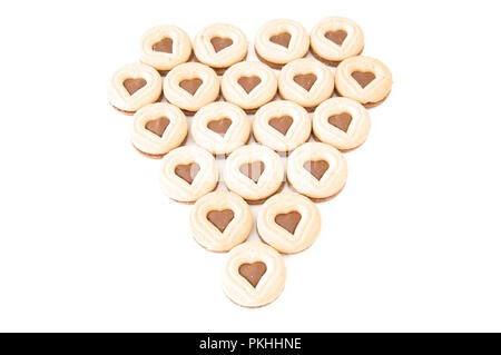 Un cuore fatto fuori a forma di cuore i cookie. Foto Stock
