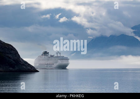 La nave da crociera Coral Princess di Princess Cruise Lines vele nel Parco Nazionale di Glacier Bay in Alaska. Foto Stock