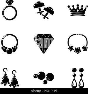 Romboidale set di icone, stile semplice Illustrazione Vettoriale