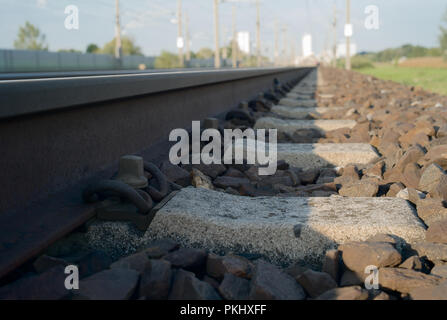 Dettaglio dei binari della ferrovia Foto Stock