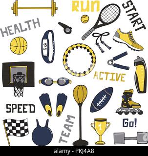 Set di vettore di sport di illustrazioni. Line art. Illustrazione Vettoriale