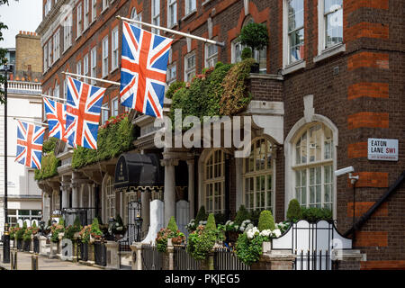 The Goring Hotel nel quartiere di Belgravia, l'esterno, l'entrata, Londra Inghilterra Regno Unito Foto Stock