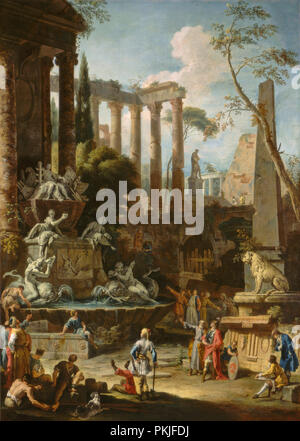 Memoriale di Ammiraglio Sir Clowdisley Shovell. Data: 1725. Dimensioni: complessivo: 222.1 x 158.8 cm (87 7/16 x 62 1/2 in.) incorniciato: 251.3 x 188,4 x 10,8 cm (98 15/16 x 74 3/16 x 4 1/4 in.). Medium: olio su tela. Museo: National Gallery of Art di Washington DC. Autore: Sebastiano Ricci e Marco Ricci. Foto Stock