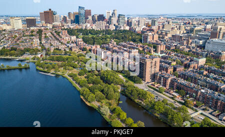 Skyline di Boston, Boston, MA, Stati Uniti d'America Foto Stock