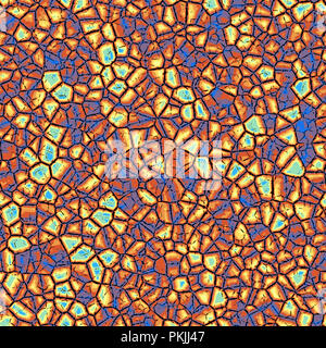 Abstract Seamless blu arancio giallo viola pietra di vernice cartoon sfondo texture Foto Stock