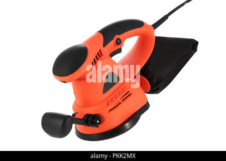 Levigatrice orbitale isolato su uno sfondo bianco Foto Stock