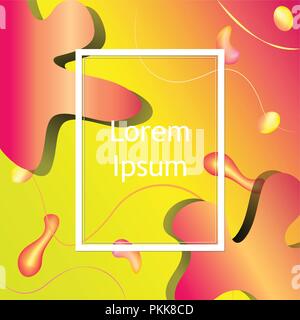 Sfondo astratto con forme di fluido. Rosa e colori di giallo. Illustrazione Vettoriale