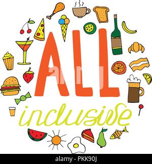 Unici disegnati a mano lettering con scarabocchi - all inclusive. Illustrazione Vettoriale