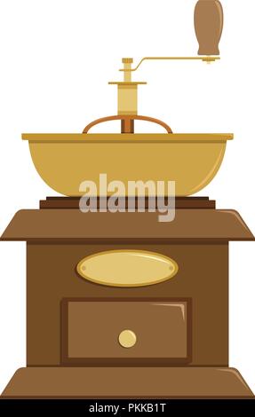 Vettore Illustrazione a colori di un retro del manuale macinino da caffè. Illustrazione Vettoriale
