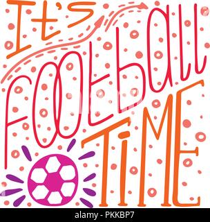 Disegnate a mano scritte sul calcio. Competizioni sportive. Illustrazione Vettoriale