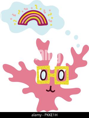 Bella illustrazione di un modo divertente di corallo. Esso è destinato per cartoline, calendari, stampe su abiti e notebook. Illustrazione Vettoriale