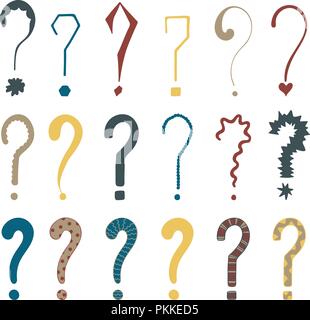 Set di 18 punti interrogativi per la progettazione. Illustrazione Vettoriale