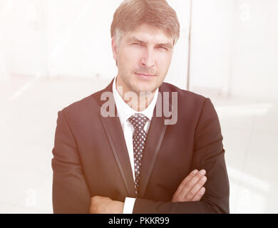 Close-up. Ritratto di un benevolo datore di lavoro di successo Foto Stock