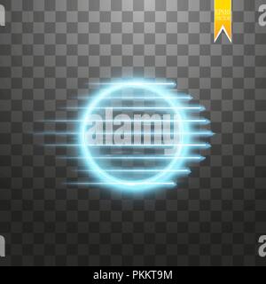 Blue cornice rotonda. Cerchio luminoso banner. Isolato nero su sfondo trasparente. Illustrazione Vettoriale Illustrazione Vettoriale