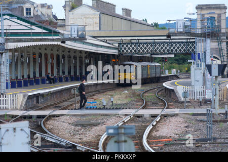 Red Cow passaggio a livello, Exeter St Davids station ,Devon, Regno Unito Foto Stock