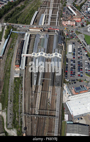 Vista aerea del alla stazione ferroviaria di Crewe, Cheshire Foto Stock