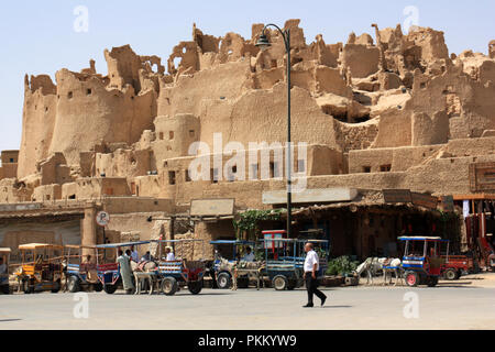 Vista delle rovine di Siwa Shali, l'antica fortezza all'Oasi di Siwa, Egitto Foto Stock
