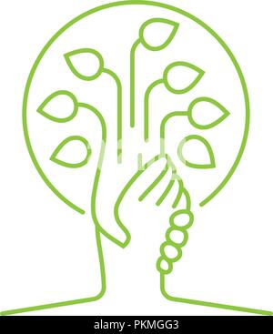 Messa a terra della struttura e handshake, la protezione della natura e la coscienza ambientale simbolo. Illustrazione Vettoriale