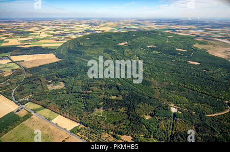 Vista aerea, lignite open-pit mining, rimboschimento heap con forest Etzweiler, Welldorf, Jülich, Renania Foto Stock