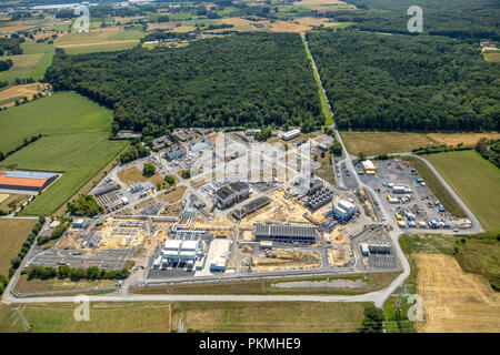 Vista aerea, compressori per gas naturale, stazione di Open Grid Europe, Werne, zona della Ruhr, Nord Reno-Westfalia, Germania Foto Stock