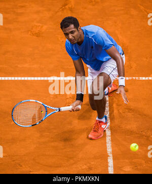 Kraljevo impianto sportivo, Kraljevo, Serbia. Xiv Sep, 2018. Tennis Davis Cup World Group, play-off, Serbia contro l'India; Ramkumar Ramanathan (IND) restituisce Credito: Azione Sport Plus/Alamy Live News Foto Stock