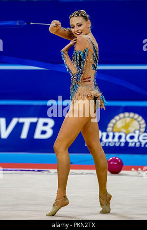 14 settembre 2018: Nicol Ruprecht di Â Austria durante le singole finale completa all'Arena Armeec a Sofia presso la trentaseiesima FIG Rhythmic Gymnastics World Championships. Ulrik Pedersen/CSM Foto Stock