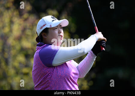 Evian. Xiv Sep, 2018. Shanshan Feng della Cina compete durante il secondo round del campionato di Evian il 7 settembre 14, 2018 a Evian-les-Bains, Francia. Credito: Alain Grosclaude/Xinhua/Alamy Live News Foto Stock