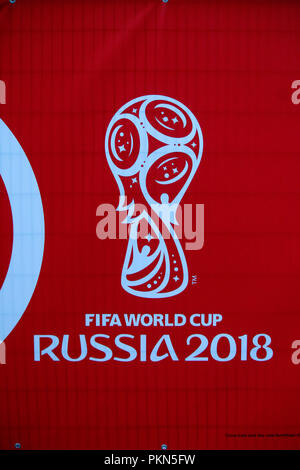 Das Logo offizielle der Fussball Weltmeisterschaft " FIFA World Cup Russia 2018', Berlino (nur fuer redaktionelle Verwendung. Keine Werbung. Referenzdat Foto Stock