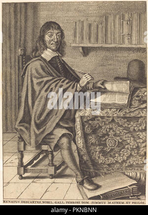 René Descartes. Dimensioni: foglio (rifilato entro la piastra mark): 19,4 x 13,8 cm (7 5/8 x 5 7/16 in.). Medium: incisione su carta vergata. Museo: National Gallery of Art di Washington DC. Autore: francese del XVII secolo. Foto Stock