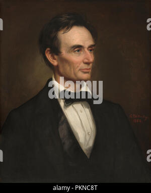 Abraham Lincoln. Data: 1860. Dimensioni: complessivo: 76,2 × 63,5 cm (30 × 25 in.) incorniciato: 100 × 87,3 × 14,6 cm (39 3/8 × 34 3/8 x 5 3/4 in.). Medium: olio su tela. Museo: National Gallery of Art di Washington DC. Autore: GEORGE PETER ALEXANDER HEALY. Foto Stock