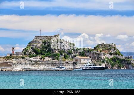 La fortezza veneziana nella città di Corfù, Grecia. Punto di riferimento cittadella. Foto Stock