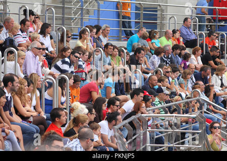 VALENCIA - 9 ottobre: spettacolo di delfini al pubblico il 9 ottobre 2010 a Valencia, in Spagna. L'Oceanografic complesso marino è il più grande acquario in Europa con 10 Foto Stock