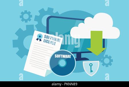 Vettore stile piatto design delle licenze software concept Illustrazione Vettoriale