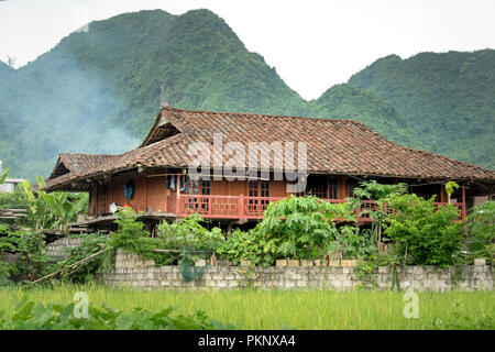 Una palafitta di minoranze etniche nella zona montagnosa di Bac figlio, Vietnam Foto Stock