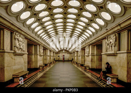 Metropolitana di Mosca, Russia Foto Stock