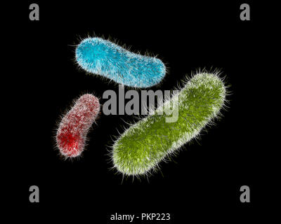 Sfondo di microbiologia. Virus, infezione della microflora e batteri per striscioni, 3d illustrazione Foto Stock