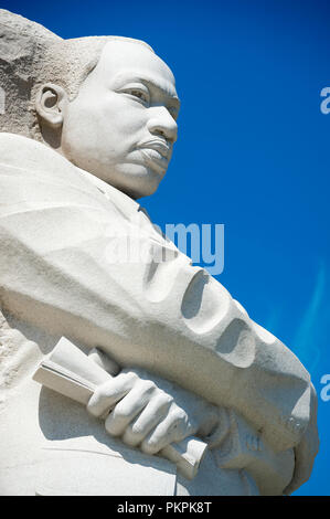 WASHINGTON DC - circa agosto, 2018: il Martin Luther King Jr Memorial, dotate di un ritratto del leader dei diritti civili scolpita in granito Foto Stock