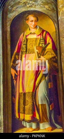 Santo Stefano pittura Chiesa di Orsanmichele Firenze Italia. La verniciatura o mediante il Poppi o del barbiere 1570 Foto Stock