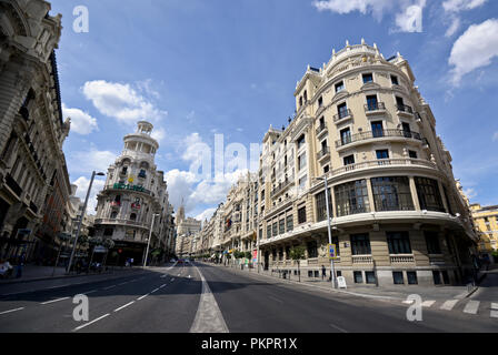 Edificio Grassy. Gran Via, Madrid, Spagna Foto Stock